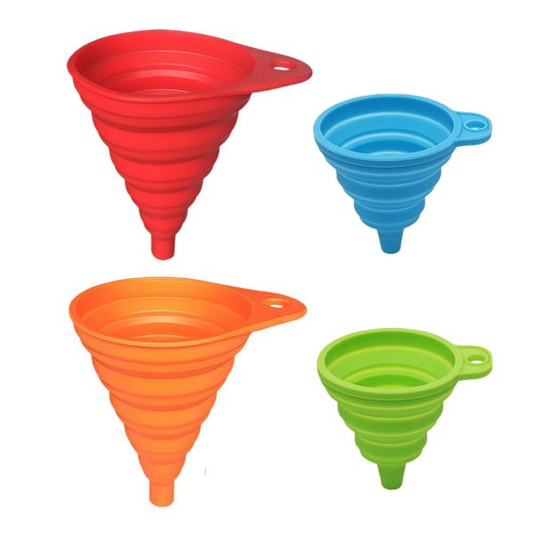Collapsible Silicone Funnel Set 4 Pack,Kitchen Cooking Funnels,11-38G
