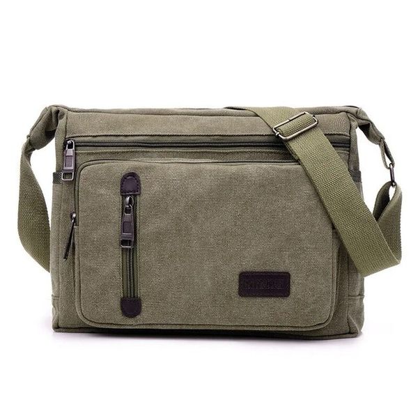 Multi Layered Canvas Shoulder Bag-Green