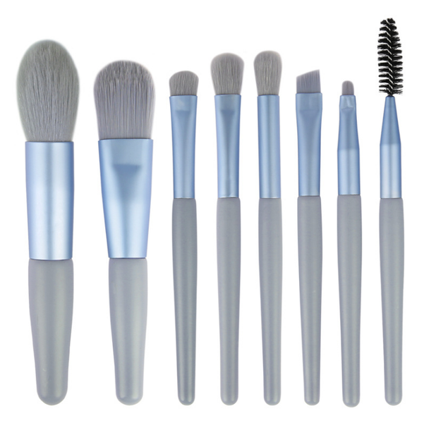 8 Piece Mini Makeup Brush Set - Grey