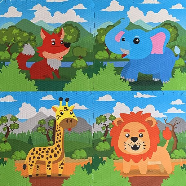 4 Piece Animals Interlocking Foam Puzzle Floor Mat (1.2m x 1.2m)