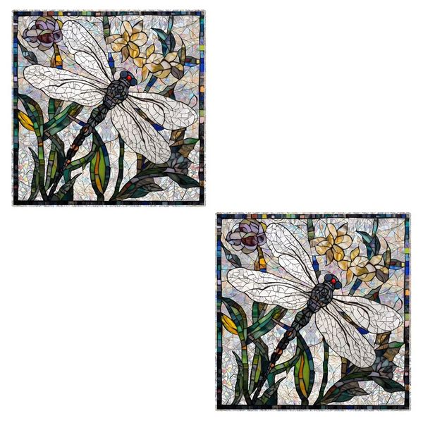 Decor Self Adhesive Vibrant Dragonfly Sun Catcher Set of 2 - 30cm