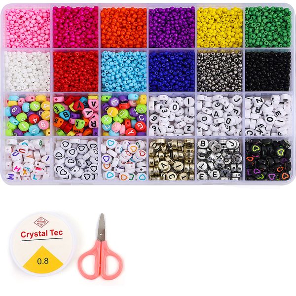 24 Colours Beads Craft Set Bracelet Making Kit with Storage Box for DIY