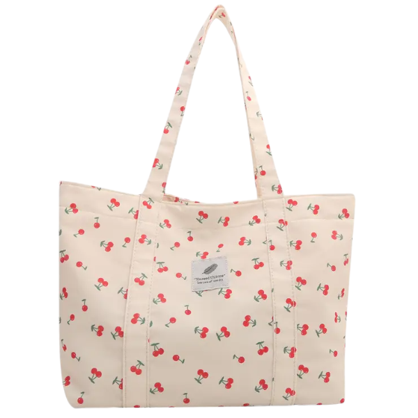 Cherry Blossom Delight Large Canvas Tote Bag - White | Shop Today