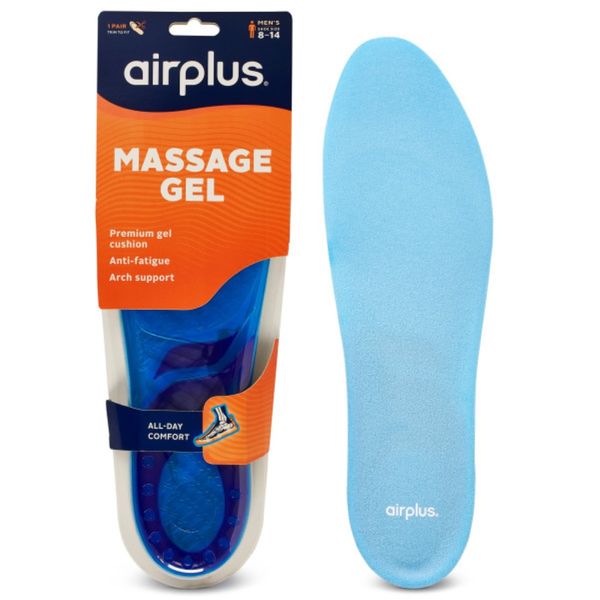 Airplus Air Massage Gel Men's Insoles for Shock Absorption - (Size: 7-13)