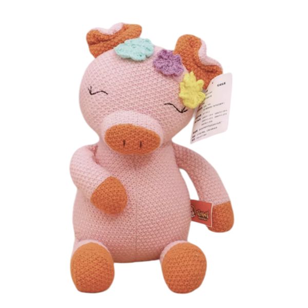 Knitted Wool Fabric Pink Pig Plush 35cm