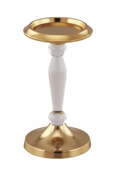 Gold Plated Pillar Candle Holder with Resin Rod