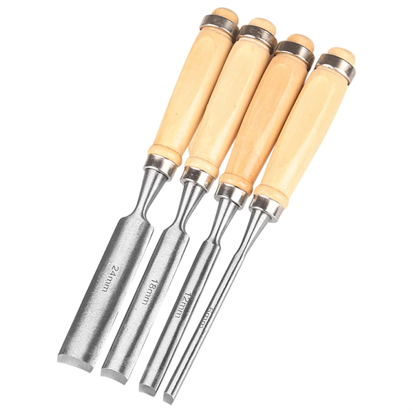Set Of 4 Wooden Chisel Set, Round, Curved Chisel Set
