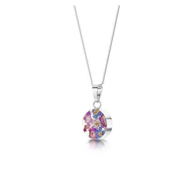Sterling Silver Chain &amp; Pendant - Purple Haze - Round