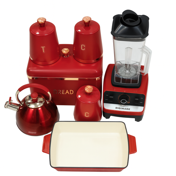 Kitchen Accessories Set - Bread Bin, Kettle, Blender &amp; Baking Dish