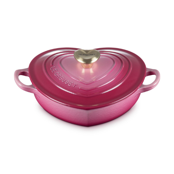 Le Creuset Cast Iron Heart Shallow Casserole Light Gold Knob - 20cm