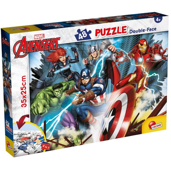 Lisciani 48 Piece Double Face Puzzle Marvel Avengers - Colouring Fun!