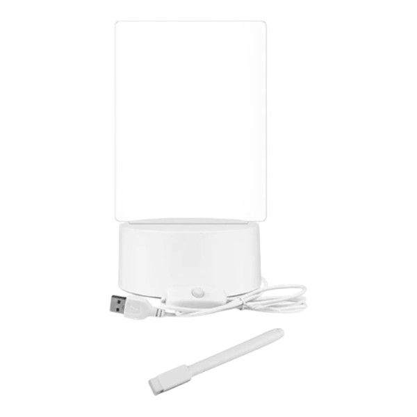 Acrylic Night Light Message Board - White
