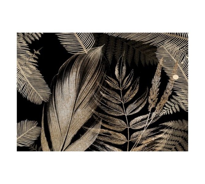Mono Chrome Leaves Canvas - Black (600 x 900 x 600mm)