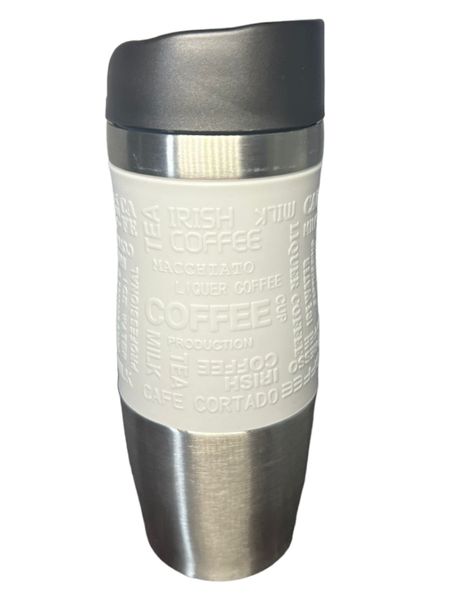 Cuppa Grey Silver Black D-Wall Cup Travel Mug Silicon Grip Stainless Steel