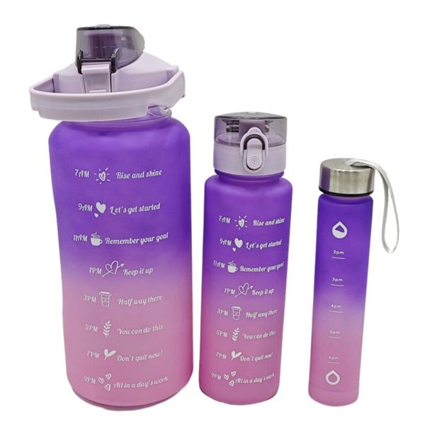 3 Pcs Nesting Ombre Motivational Water Bottles