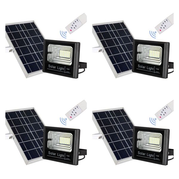 4 Pack - 10w Solar LED Floodlight With Remote