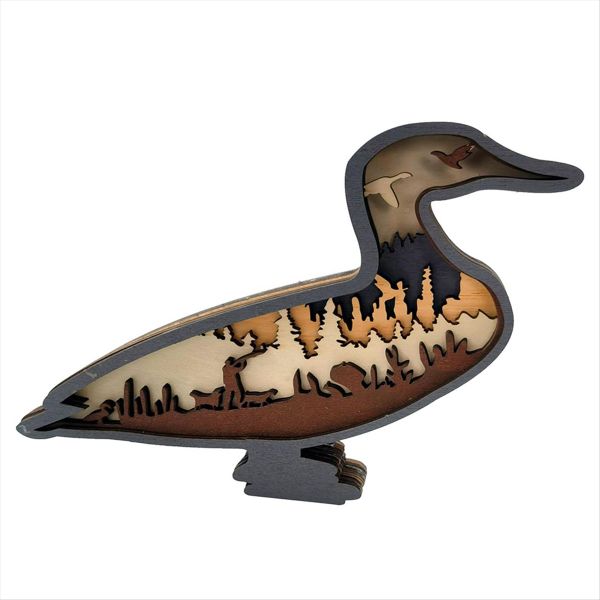 Multi-Layer Carved Duck Silhouette Duck Statue for Bedroom Desktop