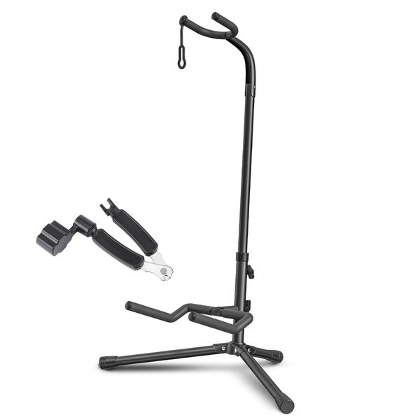 Foldable, portable guitar stand with 3-in-1 Guitar Tuning Tool