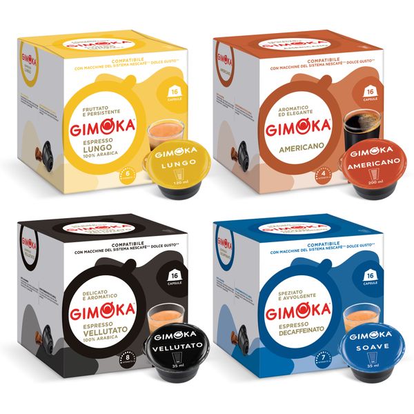 Gimoka Coffee Variety - 64 Nescafe Dolce Gusto compatible coffee capsules