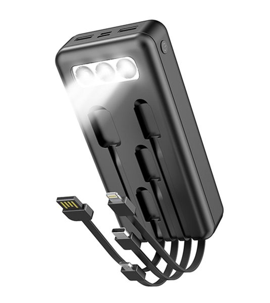Hoco J77A 20,000 mAh Power Bank with Cable - Black