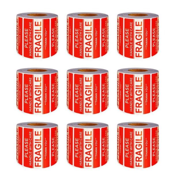 Fragile tape sticker 4500 pcs - 9 pack of 500 stickers