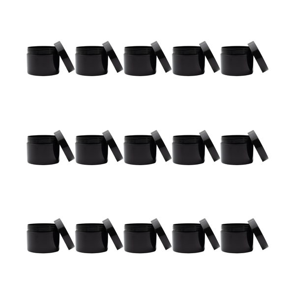 15 x Black 125g Plastic Tubs with Lids | Storage and Travel Containers