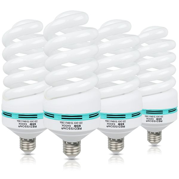 Redisson 85W CFL E27 Electronic Fluorescent Spiral Light Bulbs 6400K-4Pcak