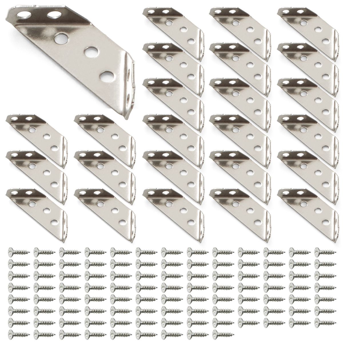 Chenshia 25 Piece Furniture Corner Connector with Screws Metal Bracket for Wood
