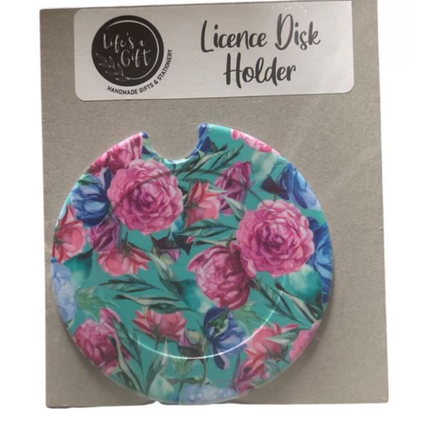 Licence Disk Holder With Pink And Blue Roses image