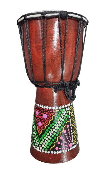 Djemb Drum Painted Green V Dots - 30cm x 16cm