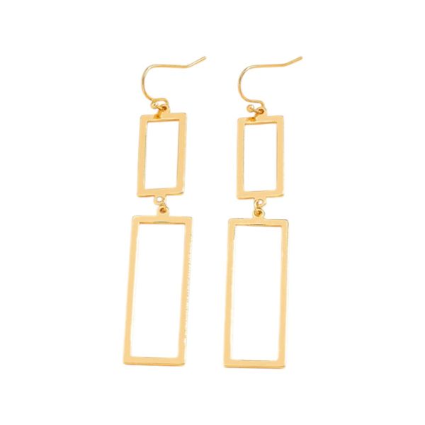 Women's Geometric Rectangle Drop And Dangle Earrings - Gold