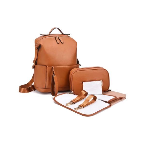 Mummy PU Diaper Changing Bag with Premium Quality - Brown