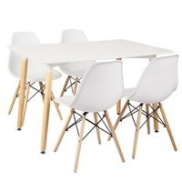 5 In 1 Nordic Style Assembled Rectangular Dining Table and Chairs (White)