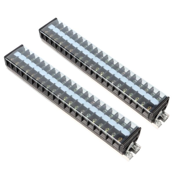2pcs Screw Terminal Strip 660V 20A Dual Row Barrier Block for T2020