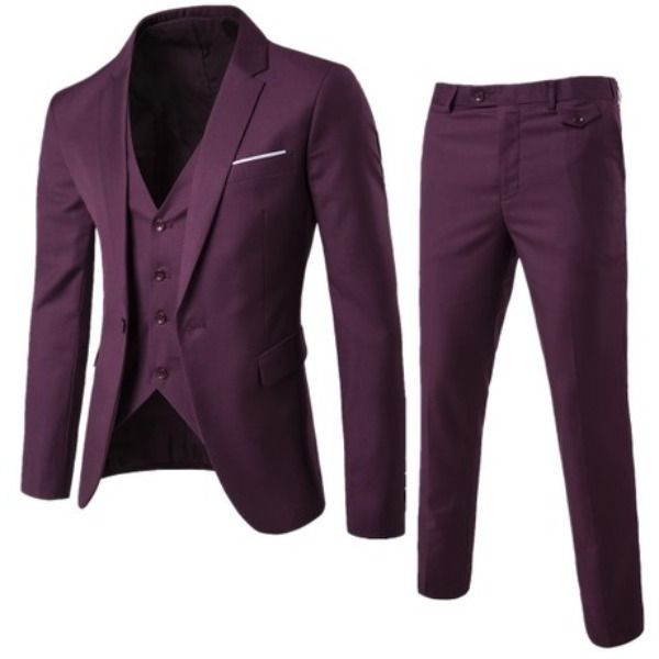 Jacket Vest &amp; Trousers Set -Maroon image