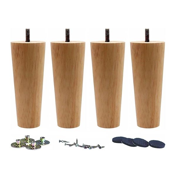 4 Pieces Furniture Couch Legs 6 Inch Round Solid Wood Sofa Legs Replacement