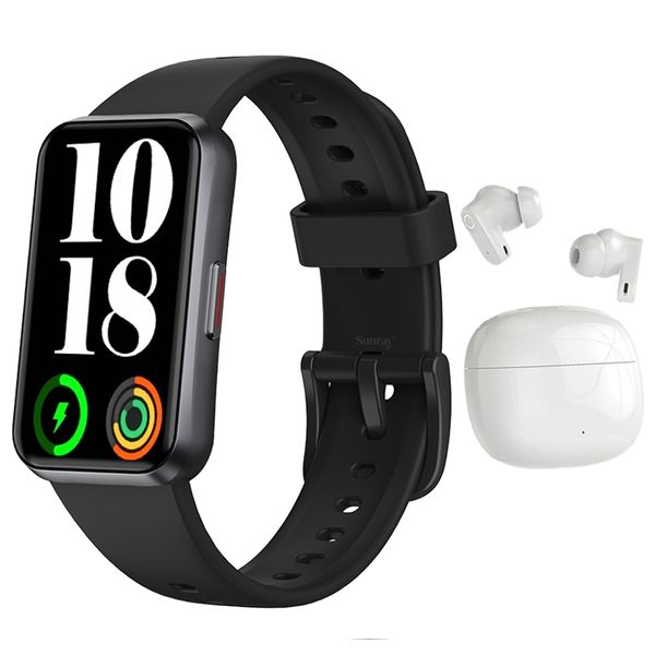 Black GPS Smartwatch &amp; Bluetooth Earphones For Gym Training- Gift for Him