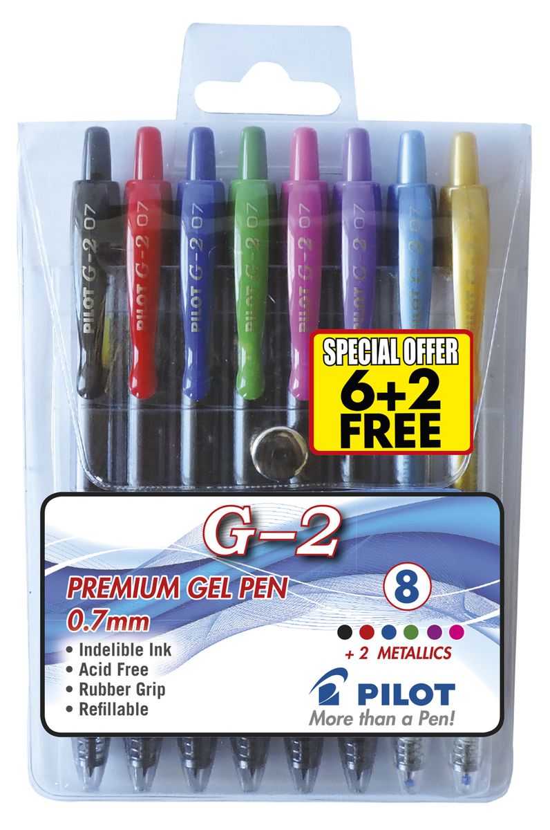 Pilot G-2 0.7 Gel Retractable Pen - Wallet of 8 Colours, Shop Today. Get  it Tomorrow!