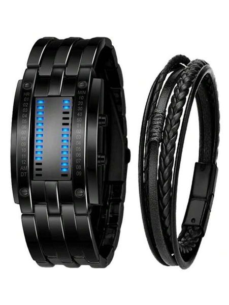 Men's Special Display Electronic Digital Watch and Bracelet Gift Set