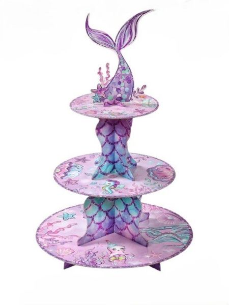 Mermaid Kids Birthday Party 3 Tier Cupcake Stand
