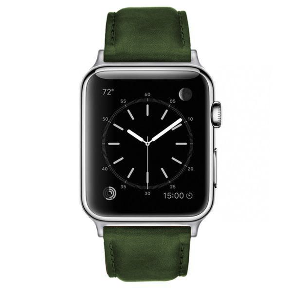 Premium Navy Blue Italian Leather Strap For Black 42mm / 44mm Apple Watch