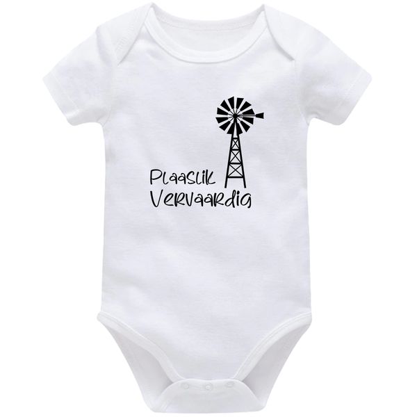 Plaaslik Vervaardig Afrikaans Baby Vest Bodysuit Onesie Short Sleeve