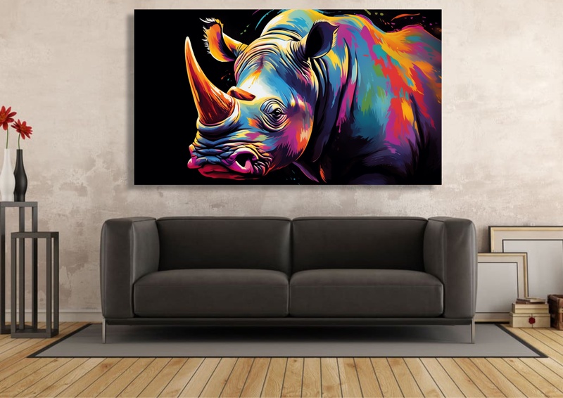 Canvas Wall Art - Rhino Vigilance Abstract - IM1306