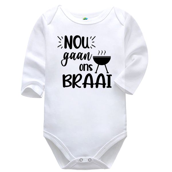 Nou Gaan Ons Braai Afrikaans Baby Vest Bodysuit Onesie Long Sleeve