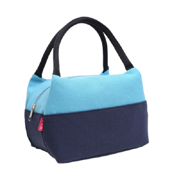 Canvas Lunch Bag Sky Blue and navy