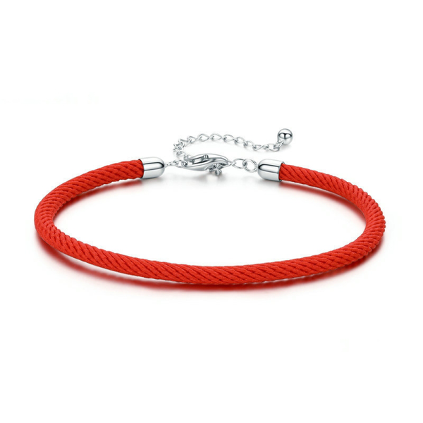 Red Rope Sterling Silver Braided Bracelet S925 Silver Bracelet