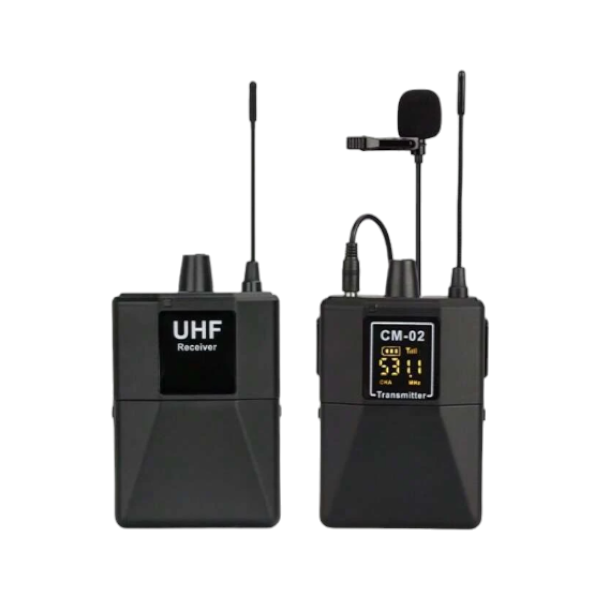 Wireless Clip-On Lapel Microphone With UHF Dual-Channel - Black