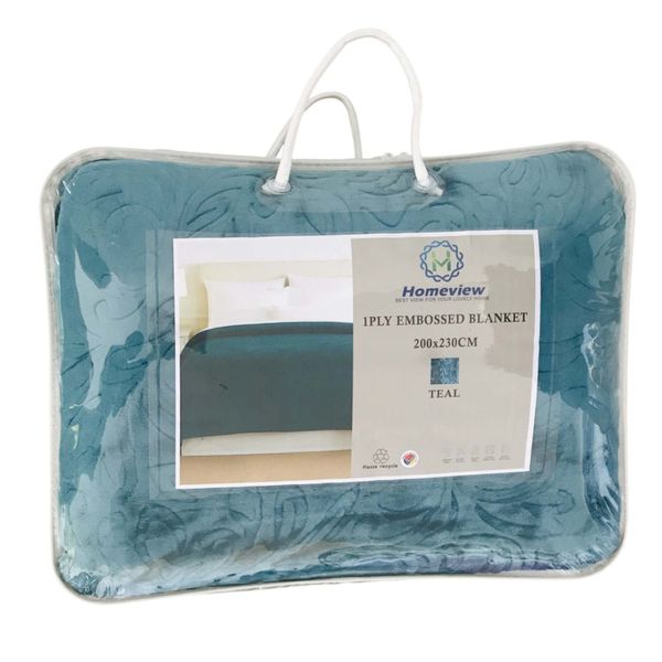 1Ply Embossed Mink Blanket-Teal