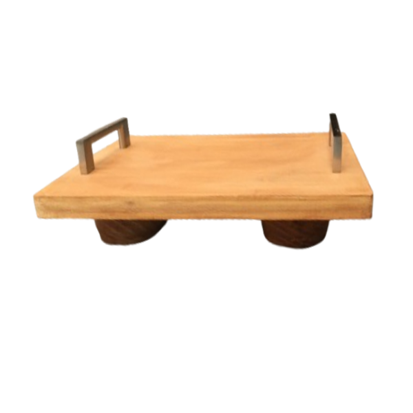 Footed Wood Serving Tray - 30 x 34cm