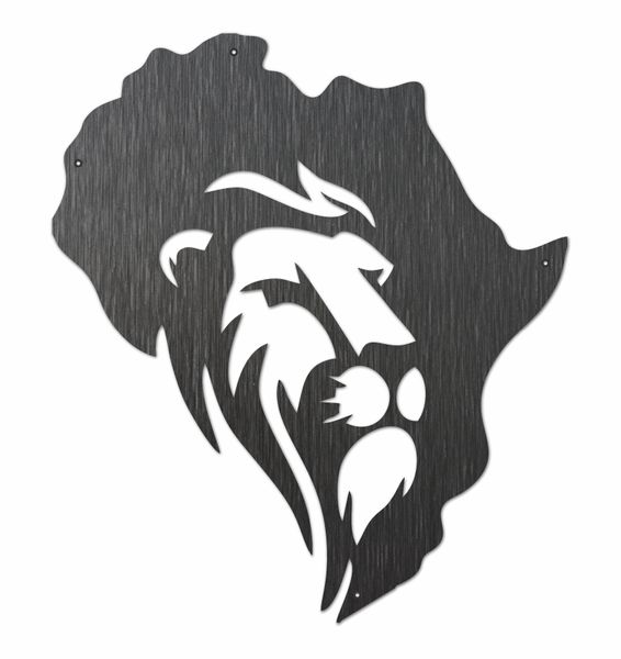 African Lion Brushed Steel Wall Art